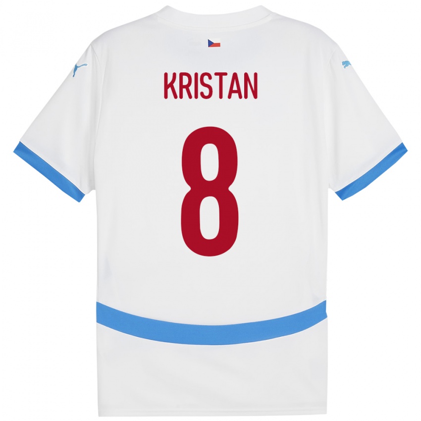 Niño Camiseta Chequia Jakub Kristan #8 Blanco 2ª Equipación 24-26 La Camisa Perú