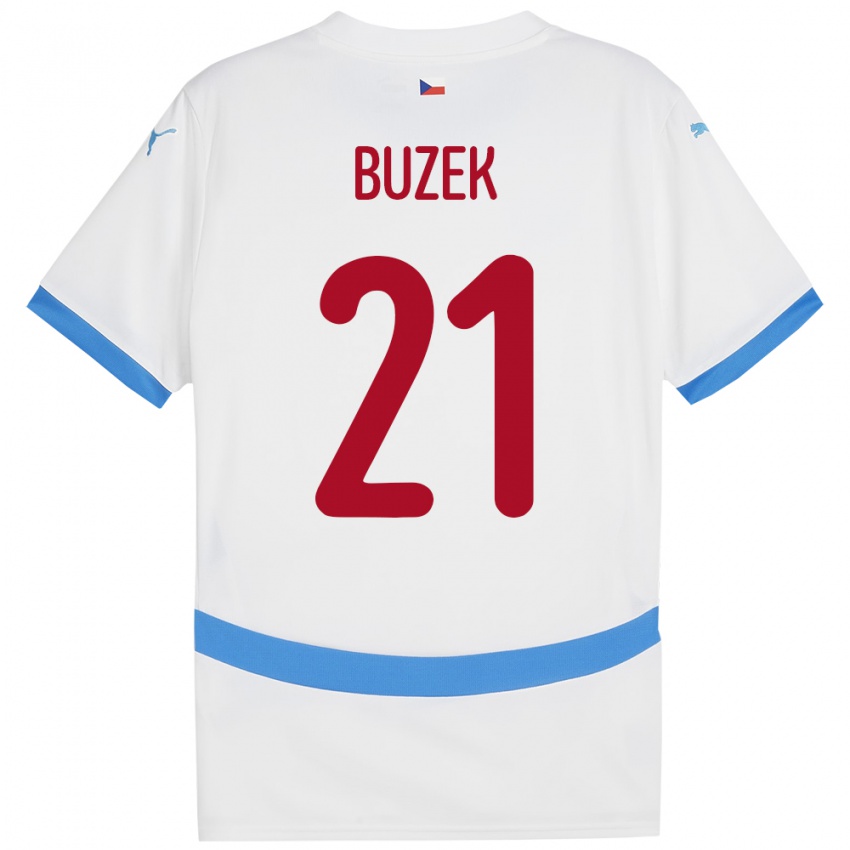 Niño Camiseta Chequia Alexandr Buzek #21 Blanco 2ª Equipación 24-26 La Camisa Perú