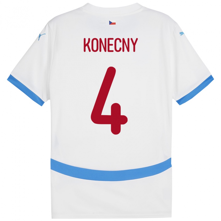 Niño Camiseta Chequia Mikulas Konecny #4 Blanco 2ª Equipación 24-26 La Camisa Perú