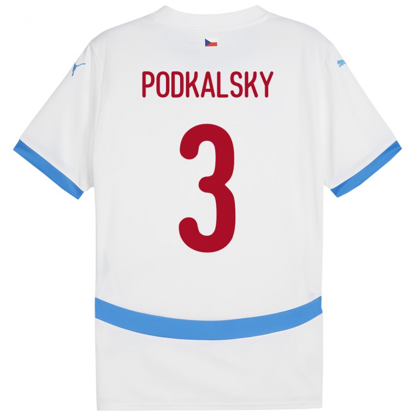 Niño Camiseta Chequia Jakub Podkalsky #3 Blanco 2ª Equipación 24-26 La Camisa Perú