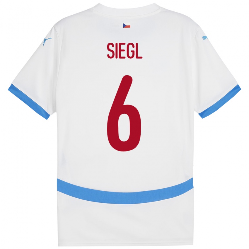 Niño Camiseta Chequia Patrik Siegl #6 Blanco 2ª Equipación 24-26 La Camisa Perú