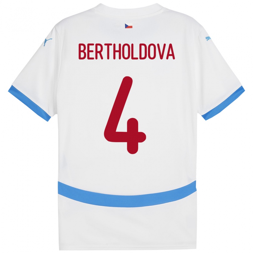 Niño Camiseta Chequia Petra Bertholdová #4 Blanco 2ª Equipación 24-26 La Camisa Perú