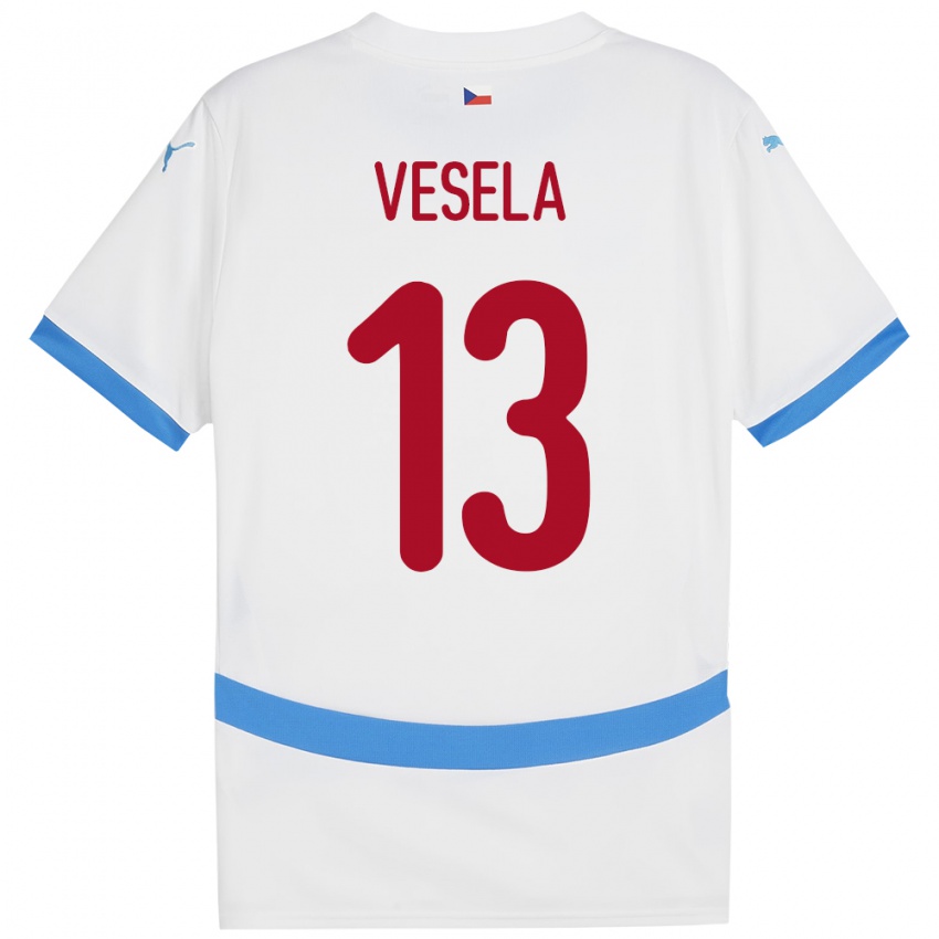 Niño Camiseta Chequia Denisa Veselá #13 Blanco 2ª Equipación 24-26 La Camisa Perú