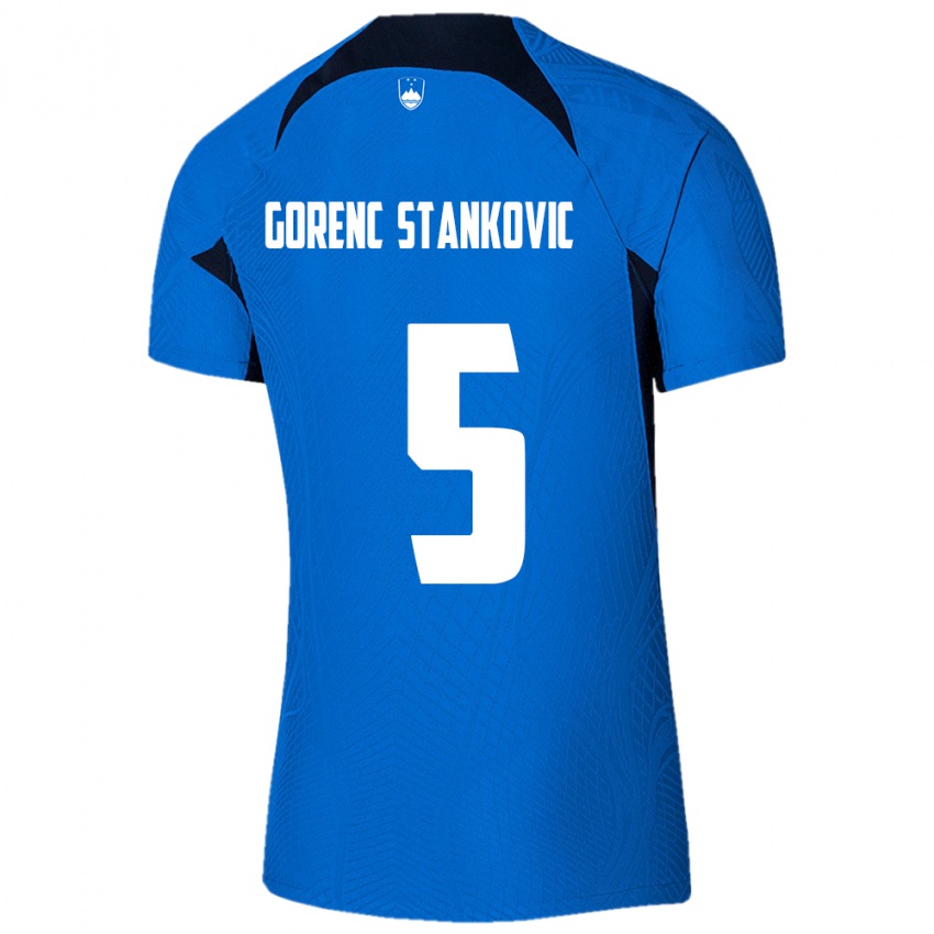 Niño Camiseta Eslovenia Jon Gorenc Stankovic #5 Azul 2ª Equipación 24-26 La Camisa Perú