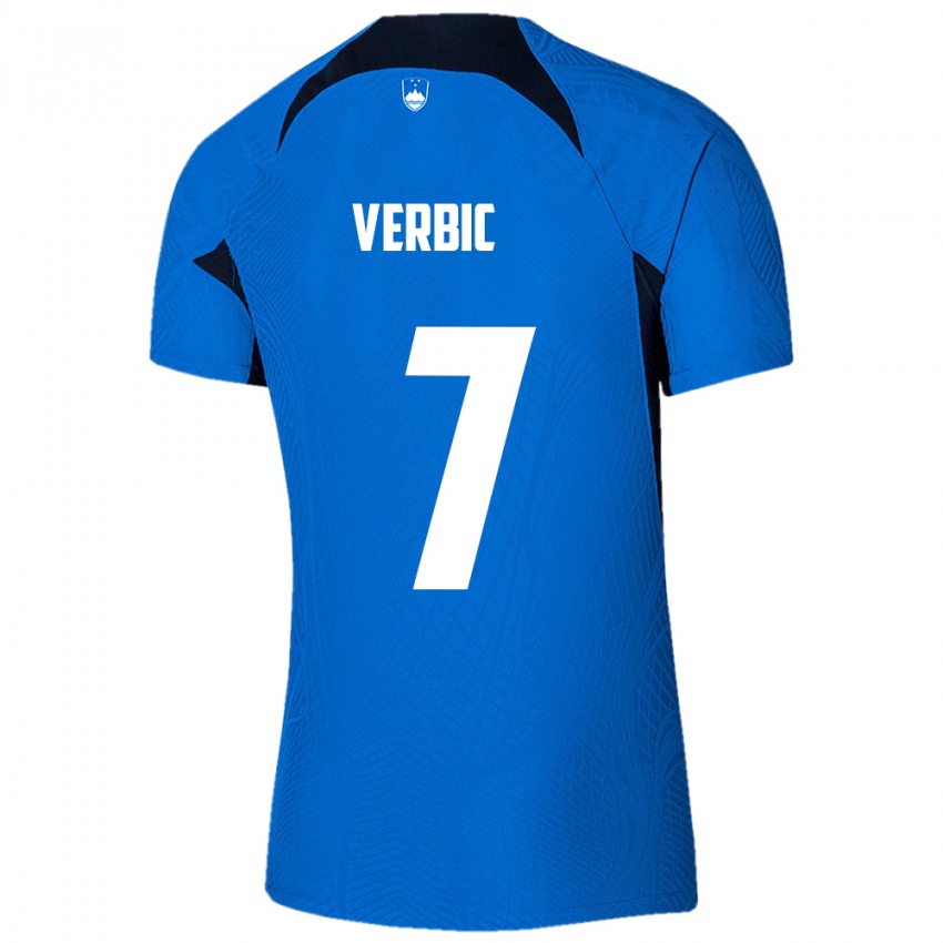 Niño Camiseta Eslovenia Benjamin Verbic #7 Azul 2ª Equipación 24-26 La Camisa Perú