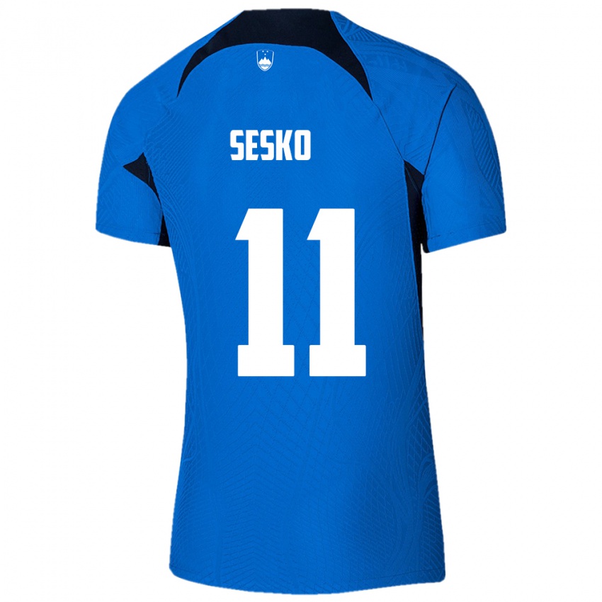 Niño Camiseta Eslovenia Benjamin Sesko #11 Azul 2ª Equipación 24-26 La Camisa Perú