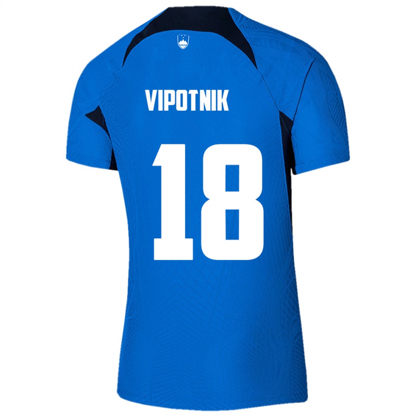 Niño Camiseta Eslovenia Zan Vipotnik #18 Azul 2ª Equipación 24-26 La Camisa Perú