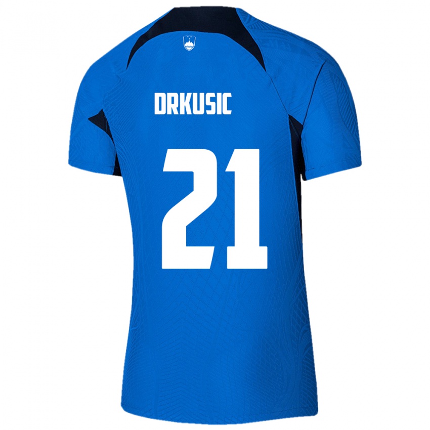 Niño Camiseta Eslovenia Vanja Drkusic #21 Azul 2ª Equipación 24-26 La Camisa Perú