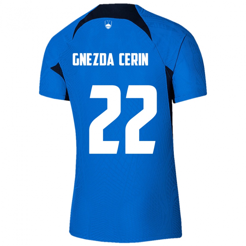 Niño Camiseta Eslovenia Adam Gnezda Cerin #22 Azul 2ª Equipación 24-26 La Camisa Perú