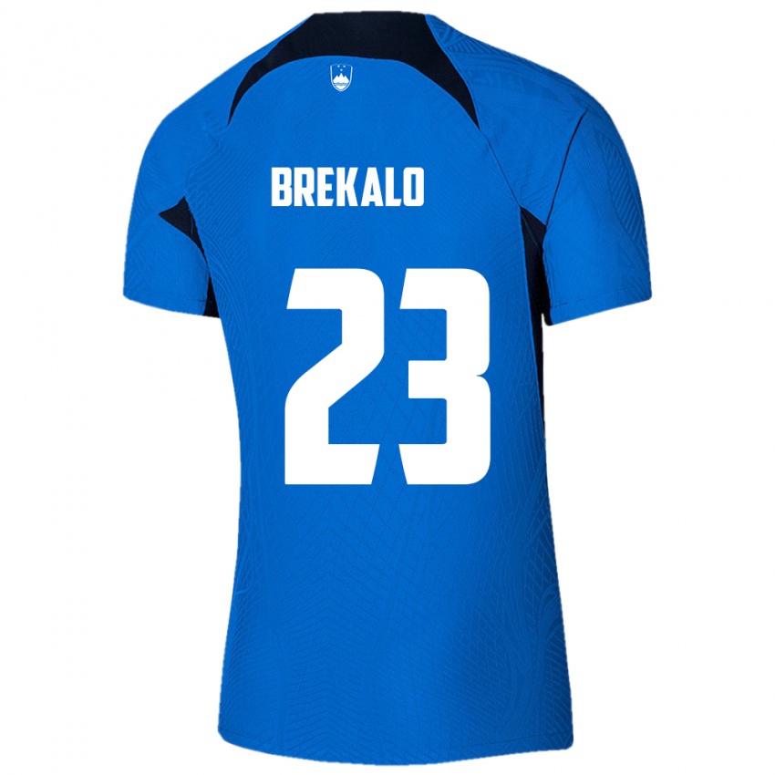 Niño Camiseta Eslovenia David Brekalo #23 Azul 2ª Equipación 24-26 La Camisa Perú