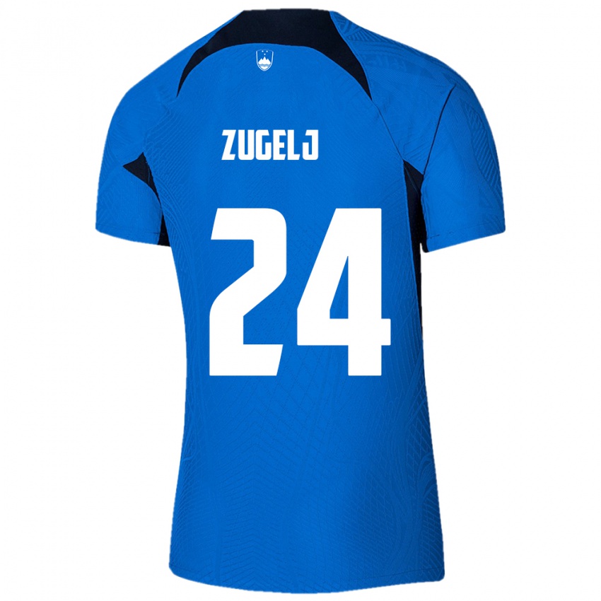 Niño Camiseta Eslovenia Nino Zugelj #24 Azul 2ª Equipación 24-26 La Camisa Perú