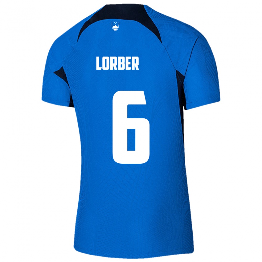 Niño Camiseta Eslovenia Marcel Lorber #6 Azul 2ª Equipación 24-26 La Camisa Perú