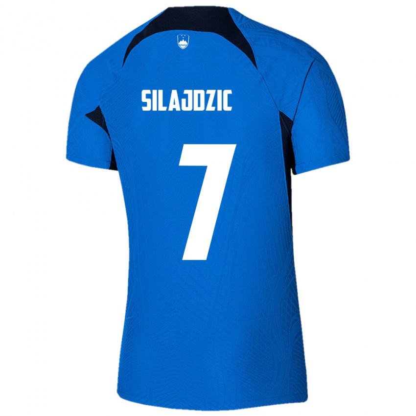 Niño Camiseta Eslovenia Riad Silajdzic #7 Azul 2ª Equipación 24-26 La Camisa Perú