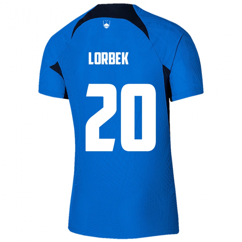 Niño Camiseta Eslovenia Anej Lorbek #20 Azul 2ª Equipación 24-26 La Camisa Perú