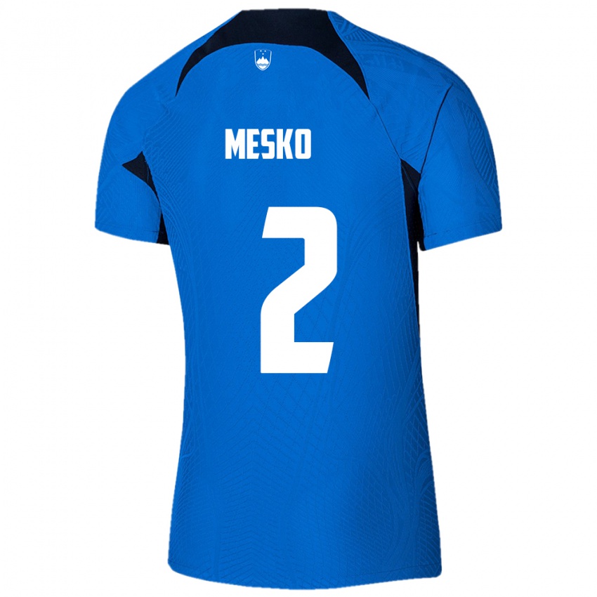 Niño Camiseta Eslovenia Zan Mesko #2 Azul 2ª Equipación 24-26 La Camisa Perú