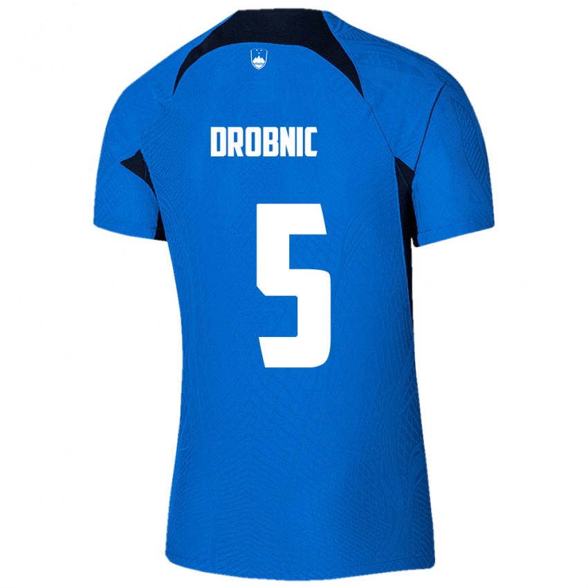 Niño Camiseta Eslovenia Dominik Drobnic #5 Azul 2ª Equipación 24-26 La Camisa Perú