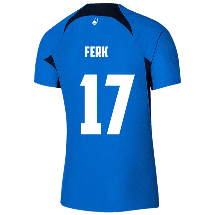 Niño Camiseta Eslovenia Matic Ferk #17 Azul 2ª Equipación 24-26 La Camisa Perú