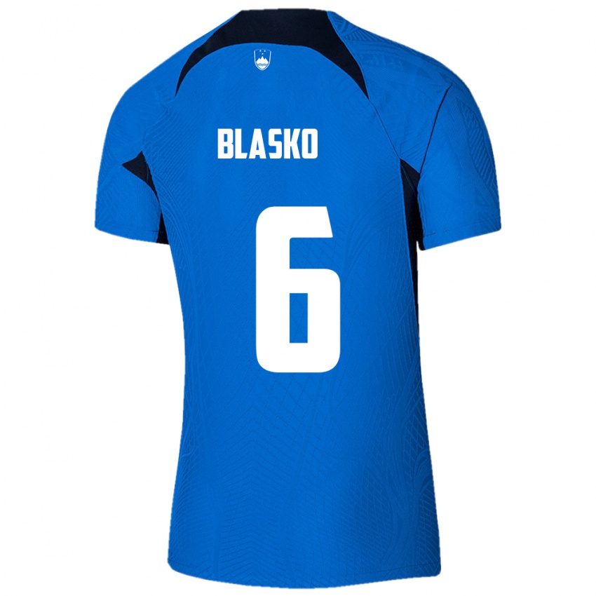 Niño Camiseta Eslovenia Svit Blasko #6 Azul 2ª Equipación 24-26 La Camisa Perú