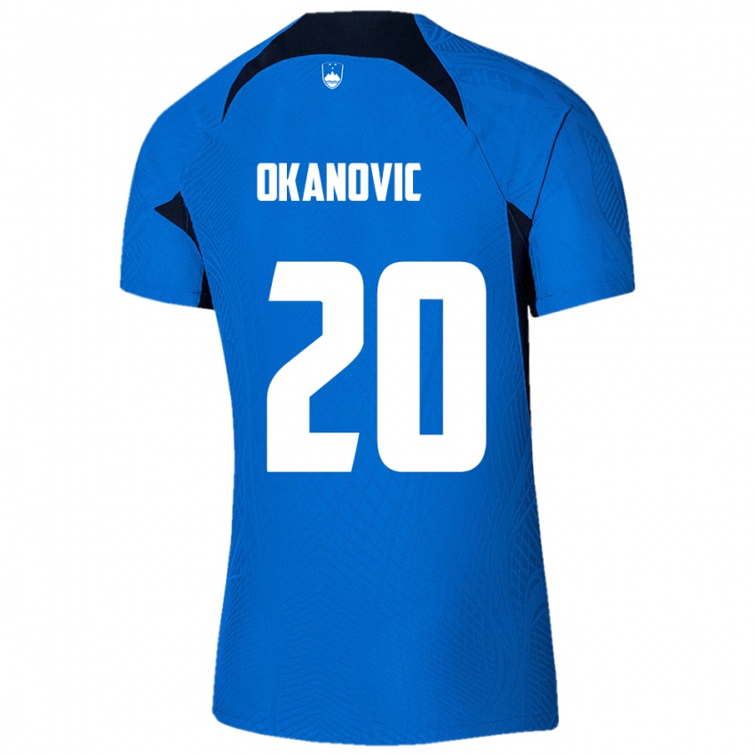 Niño Camiseta Eslovenia Deen Okanovic #20 Azul 2ª Equipación 24-26 La Camisa Perú