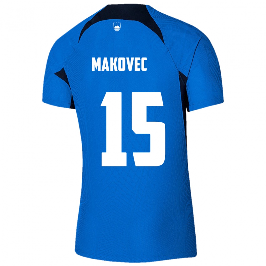 Niño Camiseta Eslovenia Sara Makovec #15 Azul 2ª Equipación 24-26 La Camisa Perú