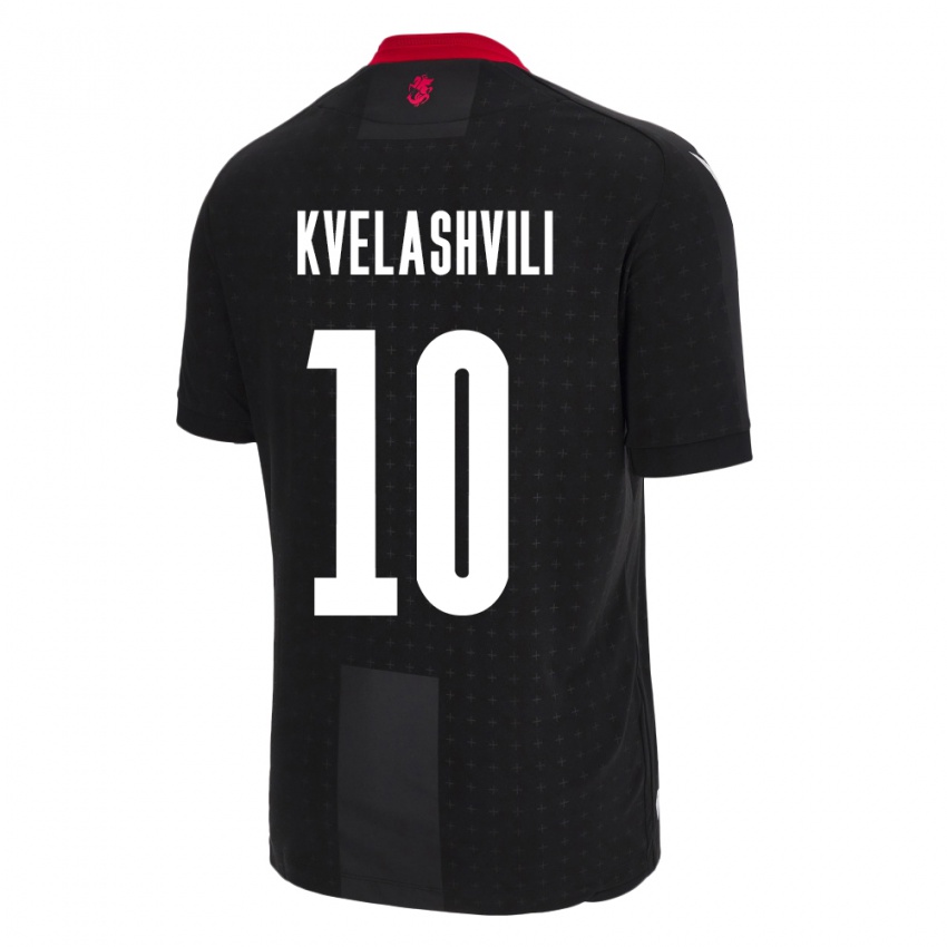 Niño Camiseta Georgia Nikoloz Kvelashvili #10 Negro 2ª Equipación 24-26 La Camisa Perú