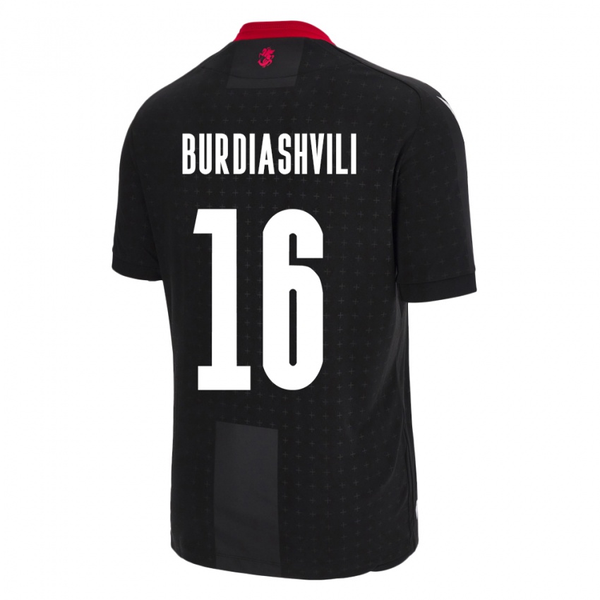 Niño Camiseta Georgia Beka Burdiashvili #16 Negro 2ª Equipación 24-26 La Camisa Perú