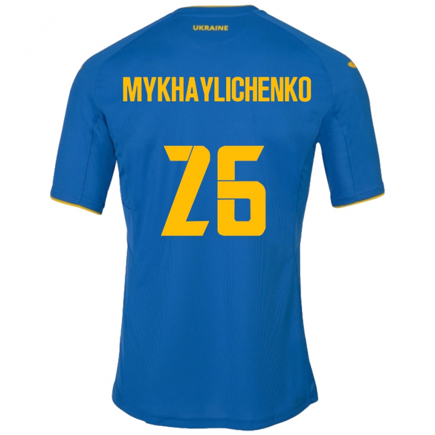 Niño Camiseta Ucrania Bogdan Mykhaylichenko #26 Azul 2ª Equipación 24-26 La Camisa Perú