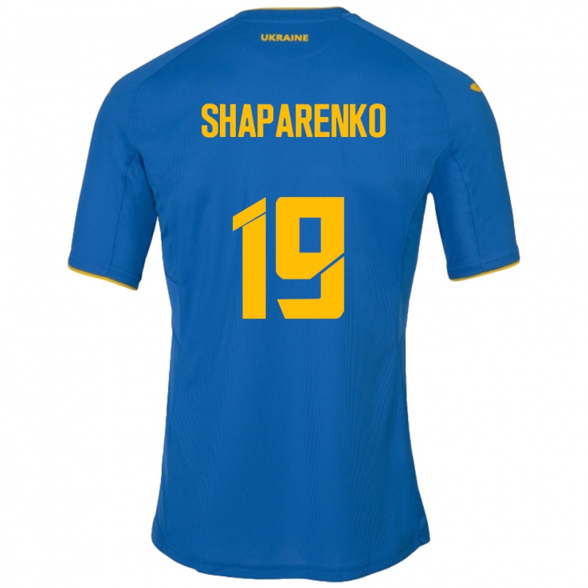 Niño Camiseta Ucrania Mykola Shaparenko #19 Azul 2ª Equipación 24-26 La Camisa Perú