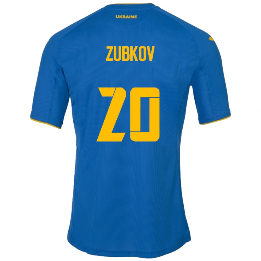 Niño Camiseta Ucrania Oleksandr Zubkov #20 Azul 2ª Equipación 24-26 La Camisa Perú