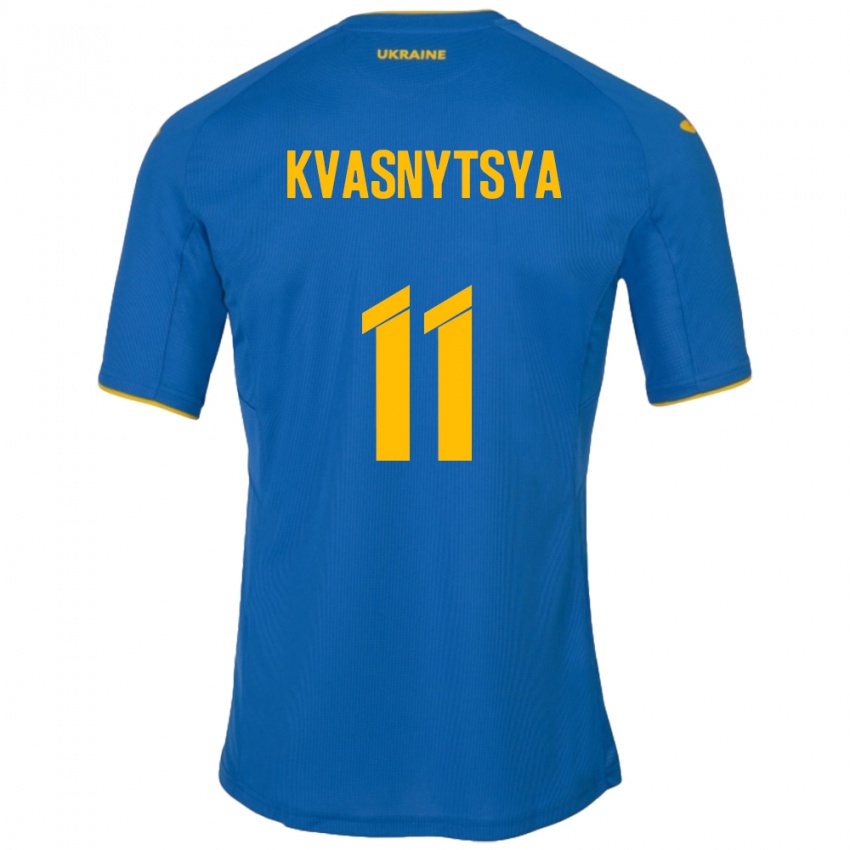 Niño Camiseta Ucrania Ilya Kvasnytsya #11 Azul 2ª Equipación 24-26 La Camisa Perú