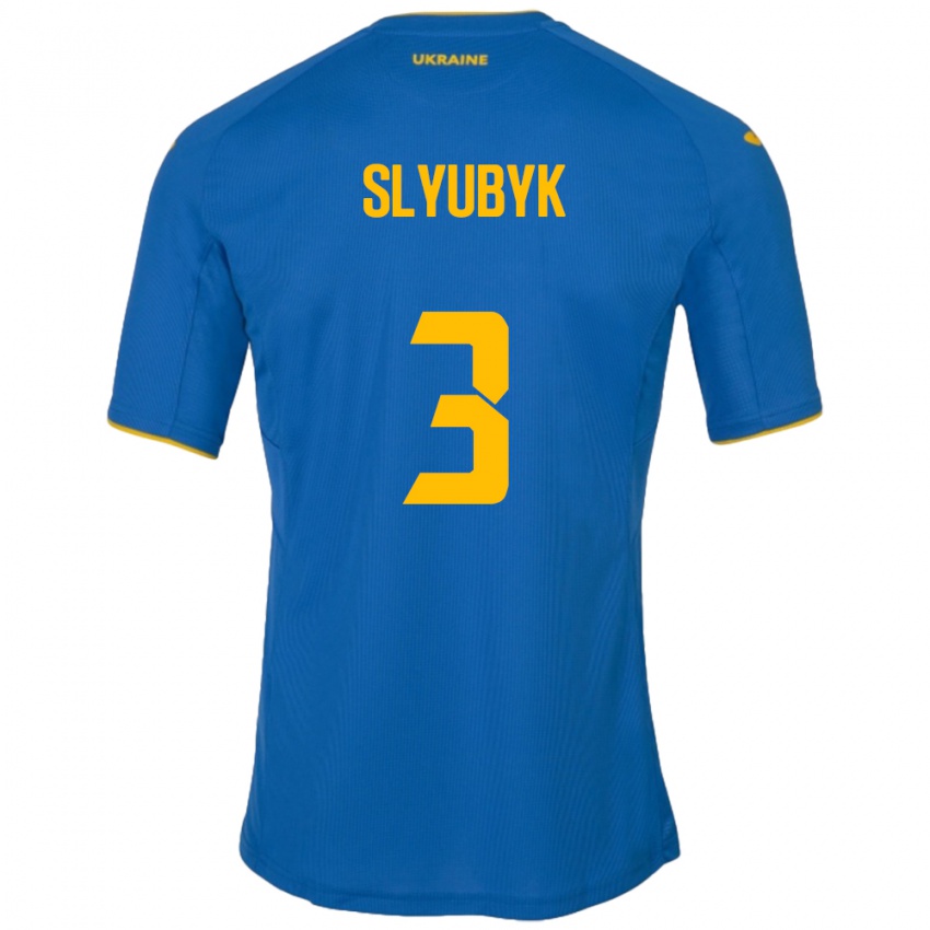 Niño Camiseta Ucrania Bogdan Slyubyk #3 Azul 2ª Equipación 24-26 La Camisa Perú