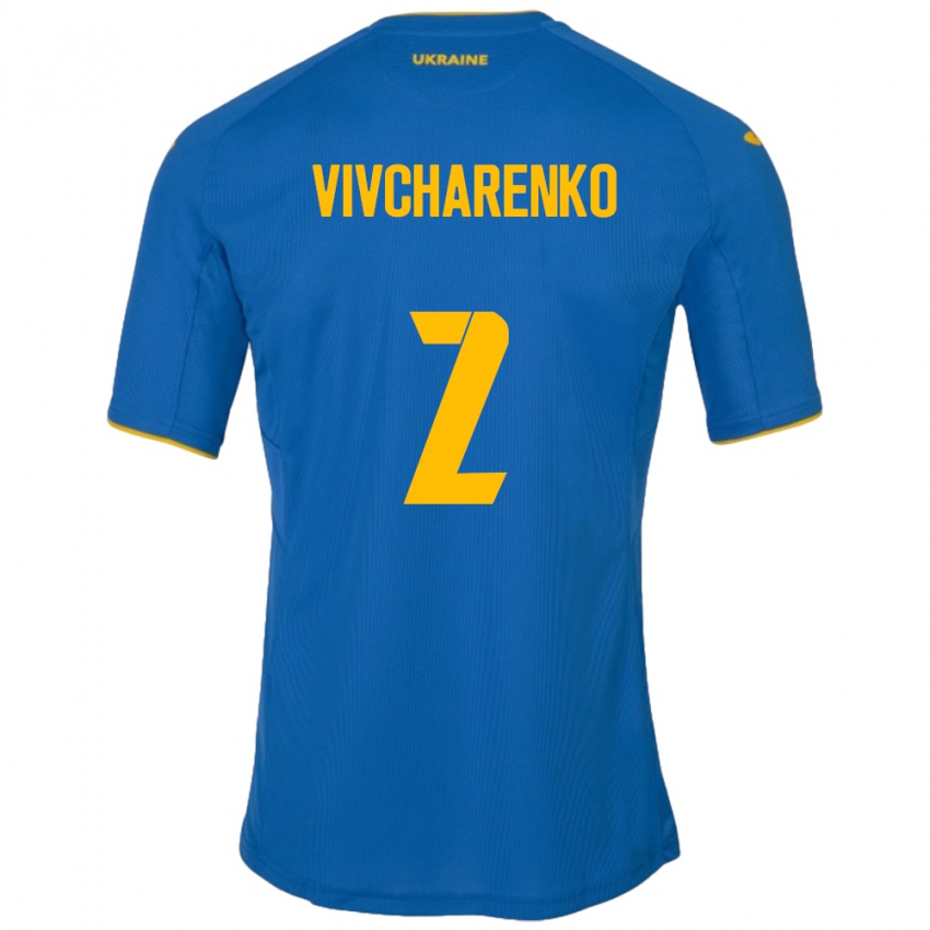 Niño Camiseta Ucrania Kostyantyn Vivcharenko #2 Azul 2ª Equipación 24-26 La Camisa Perú