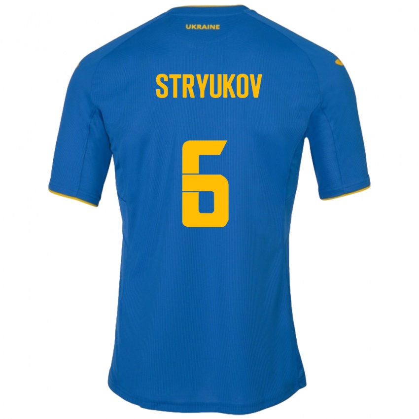 Niño Camiseta Ucrania Maksym Stryukov #6 Azul 2ª Equipación 24-26 La Camisa Perú