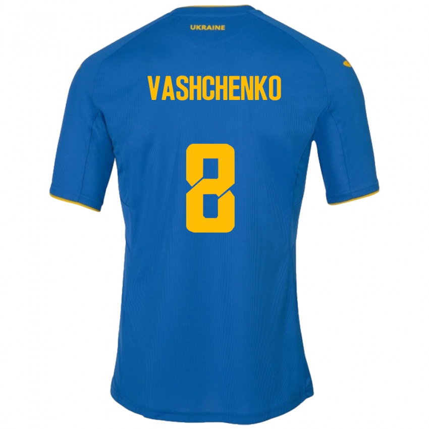 Niño Camiseta Ucrania Daniil Vashchenko #8 Azul 2ª Equipación 24-26 La Camisa Perú