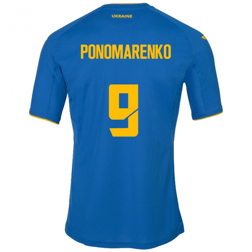 Niño Camiseta Ucrania Matviy Ponomarenko #9 Azul 2ª Equipación 24-26 La Camisa Perú