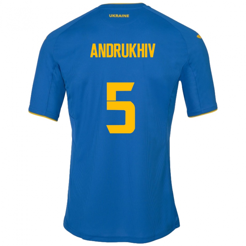 Niño Camiseta Ucrania Veronika Andrukhiv #5 Azul 2ª Equipación 24-26 La Camisa Perú