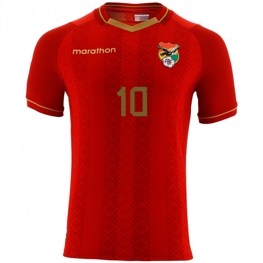 Niño Camiseta Bolivia Leonardo Viviani #10 Rojo 2ª Equipación 24-26 La Camisa Perú