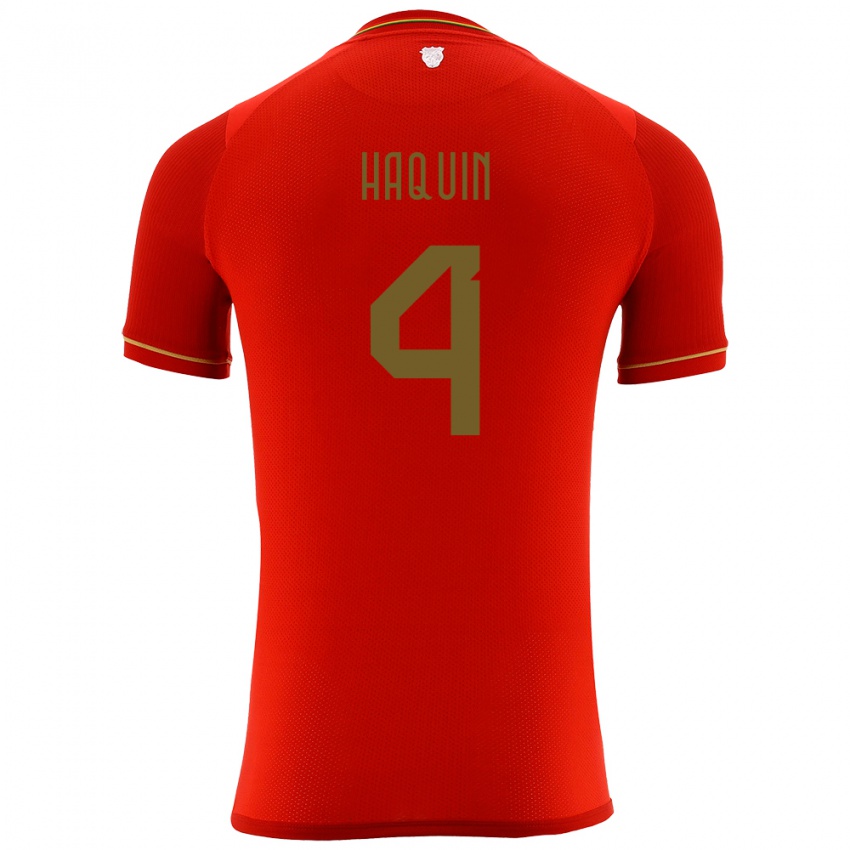 Niño Camiseta Bolivia Luis Haquín #4 Rojo 2ª Equipación 24-26 La Camisa Perú