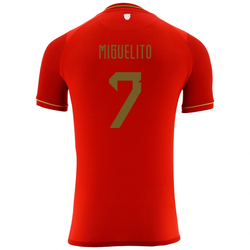 Niño Camiseta Bolivia Miguelito #7 Rojo 2ª Equipación 24-26 La Camisa Perú