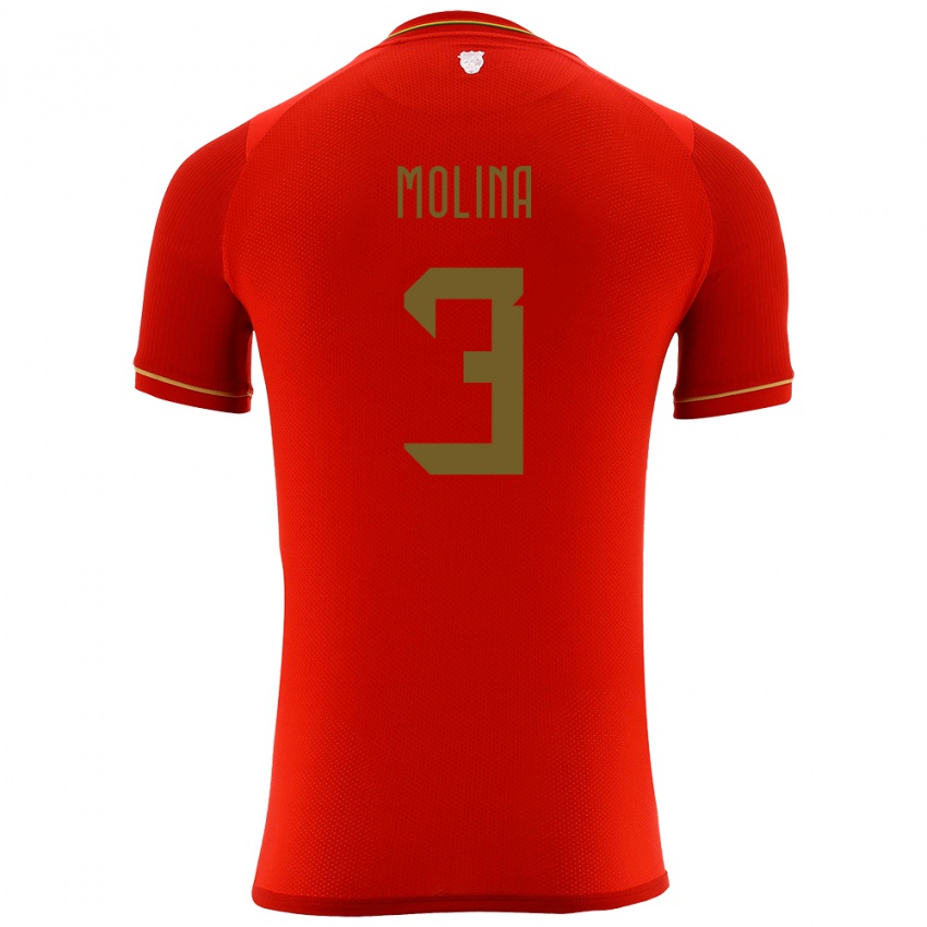 Niño Camiseta Bolivia Iván Molina #3 Rojo 2ª Equipación 24-26 La Camisa Perú