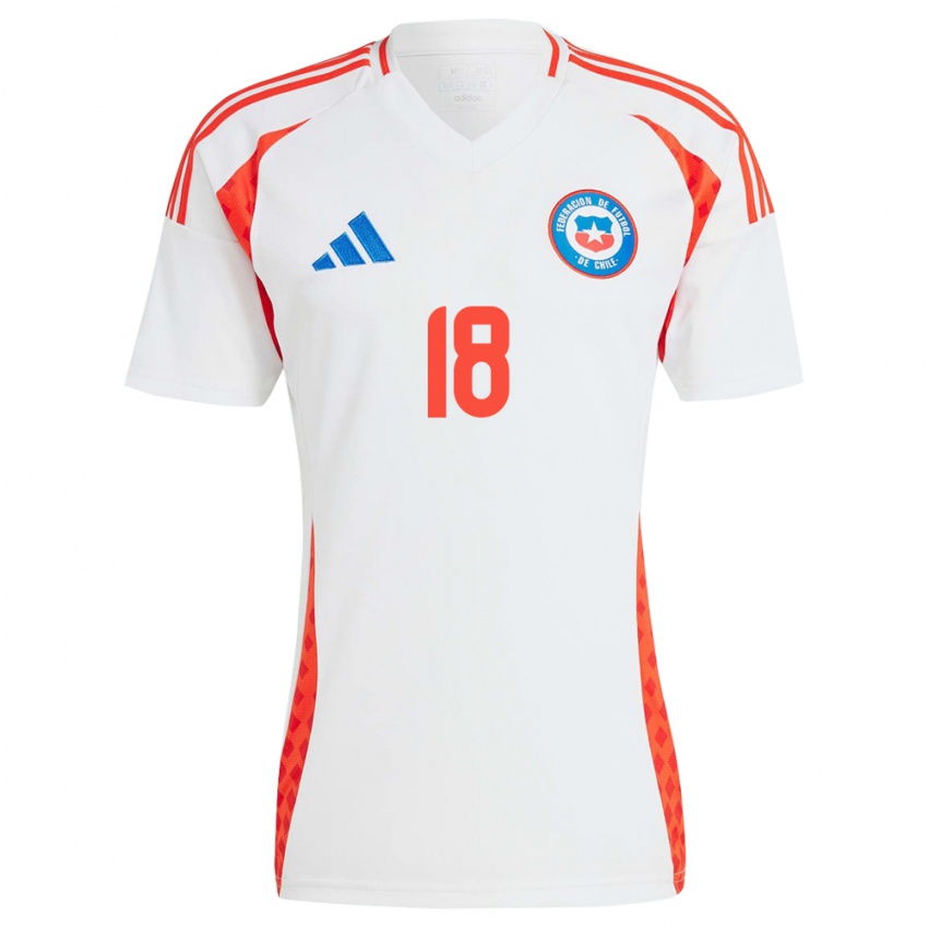 Niño Camiseta Chile Camila Sáez #18 Blanco 2ª Equipación 24-26 La Camisa Perú