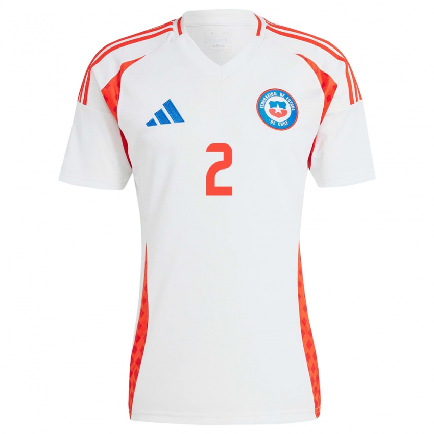 Niño Camiseta Chile Víctor Campos #2 Blanco 2ª Equipación 24-26 La Camisa Perú