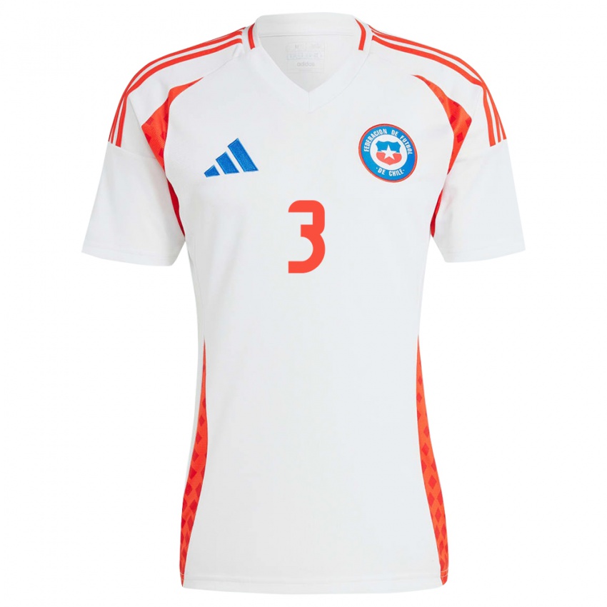 Niño Camiseta Chile Jonathan Villagra #3 Blanco 2ª Equipación 24-26 La Camisa Perú