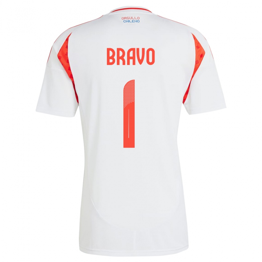 Niño Camiseta Chile Claudio Bravo #1 Blanco 2ª Equipación 24-26 La Camisa Perú