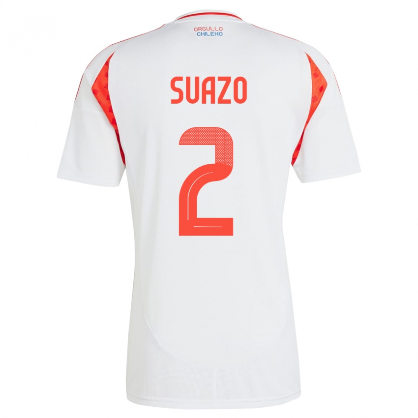 Niño Camiseta Chile Gabriel Suazo #2 Blanco 2ª Equipación 24-26 La Camisa Perú