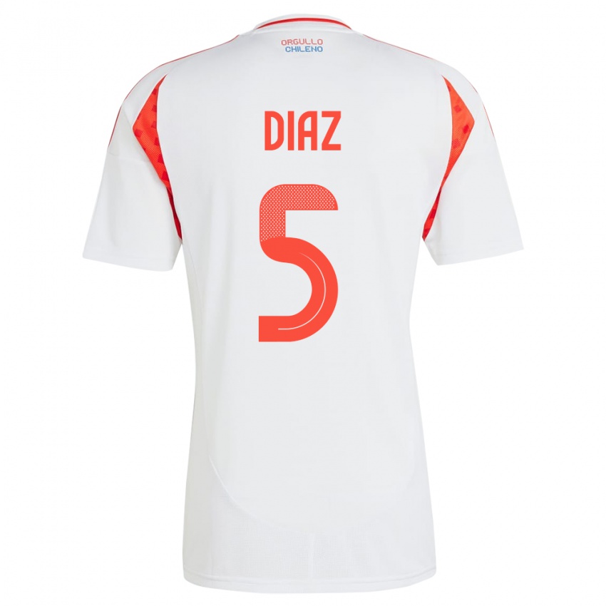 Niño Camiseta Chile Paulo Díaz #5 Blanco 2ª Equipación 24-26 La Camisa Perú