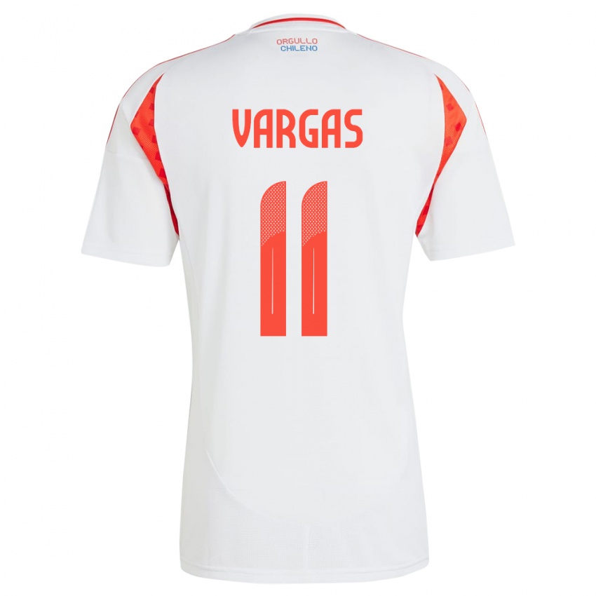 Niño Camiseta Chile Eduardo Vargas #11 Blanco 2ª Equipación 24-26 La Camisa Perú