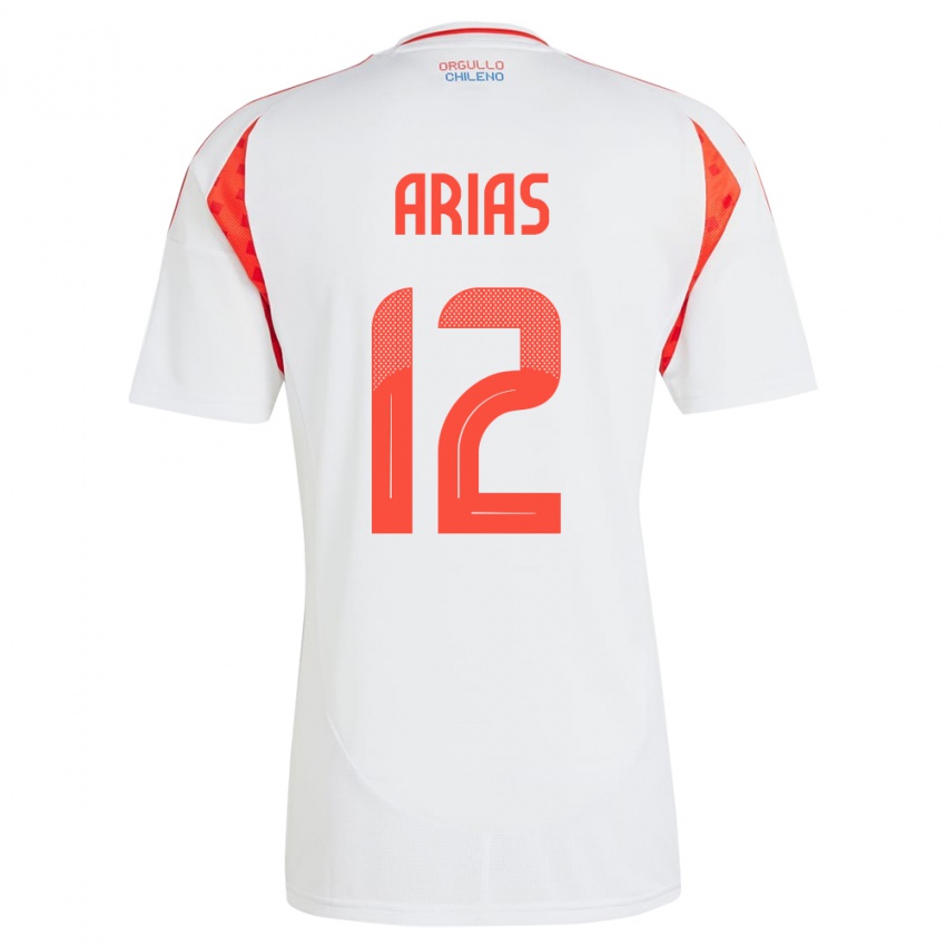 Niño Camiseta Chile Gabriel Arias #12 Blanco 2ª Equipación 24-26 La Camisa Perú