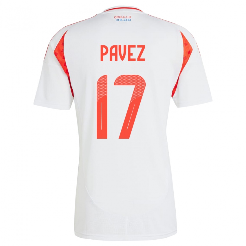 Niño Camiseta Chile Esteban Pavez #17 Blanco 2ª Equipación 24-26 La Camisa Perú