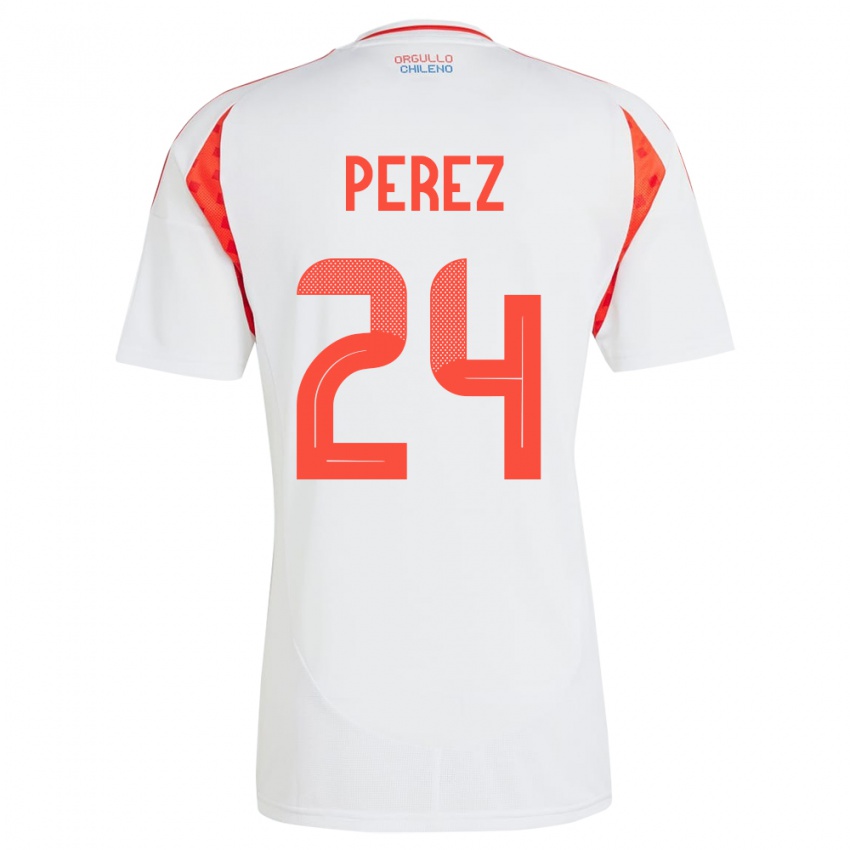 Niño Camiseta Chile César Pérez #24 Blanco 2ª Equipación 24-26 La Camisa Perú